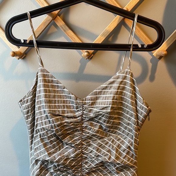 Zara striped tan and white cotton midi dress NWT - Picture 9 of 10